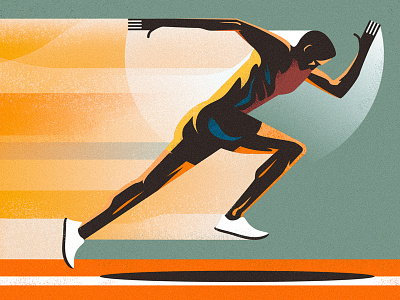 Sprinter Illustration digital art flat grain illustration illustrator magazine runner running sports sprinter vector