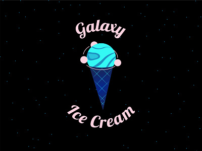 Galaxy Ice Cream DLC 27 blue branding corto bert dailylogochallenge dailylogodesign dark design galaxy happinessdesigns ice cream ios logo logodesign pink planet star ui uiux ux vector