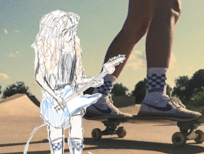 Skateboard Girl guitar illustration illustrator nike photoshop procreate skateboard vans