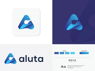 Aluta Logo branding flat logo gradient gradient logo letter mark logo logo logo designer logo mark minimal modern logo nexa ui unique logo