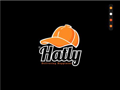 Hatly - Delivery app Logo design black white branding cap logo company logo flat logo hat logo illustration logo logo mark logotype modern logo orange symbol unique logo