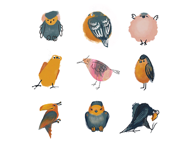 Birds bird bird illustration birds digital painting digitalart procreate styles