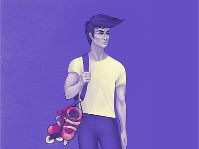 Roller boy characterdesign digital art digital illustration digital painting digitalart illustraion procreate purple roller roller skate skater
