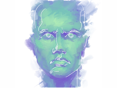 Face digital illustration digitalart face man portrait procreate purple