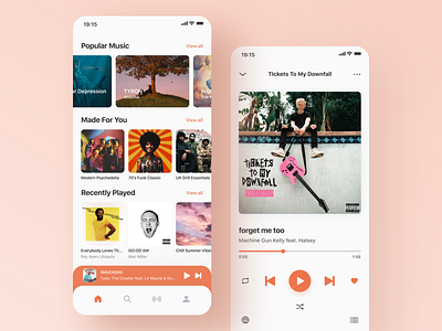 Music Player App audio concept interface ios app design light minimal mobile app music player app playlist song ui ux