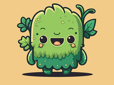 Illustration of a cute green plant monster art green illustration monster plant svg