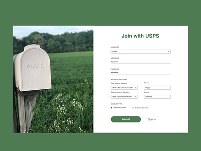 Signup (USPS) letter love letter mail signup uiux usps