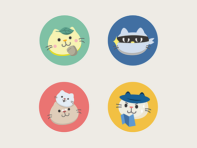 4 types of tourists cat character design family hiker icon