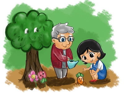 Garden character design drawing illustration veggies