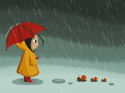 Raining Girl drawing girl illustration mood rain raining weather