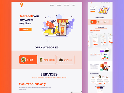 Delivery app landing page