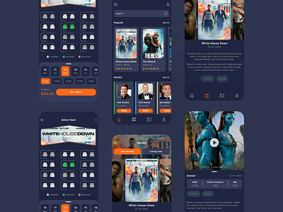 Movie Tickets App - Mobile app app appdesign darkapp mobile mobiledesign movieapp ticketapp ticketsapp ui uidesign uiuxapp ux