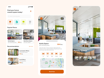 Coworking Space App appdesign booking booking app coworking coworking space app design mobile design ui ui app design uiux uiux design uxdesign working space working space app