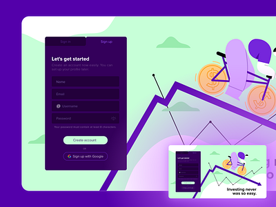 Sign Up Form animation app design flat illustration ui ux web