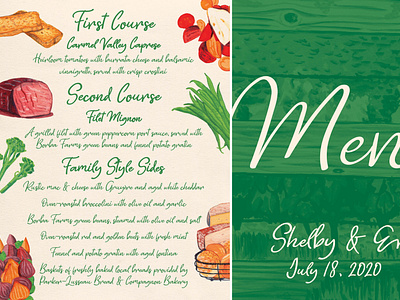 Wedding Day Dinner Menu