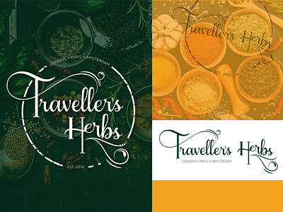 Travellers Herbs branding design logo vector