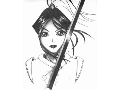 ninja girl illustration sketch