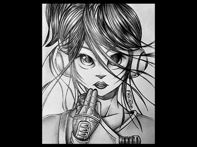 Anime Girl with Head Phones anime illustration sketch