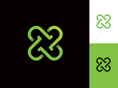 X Logo 2 colour branding cross green line logo logo x