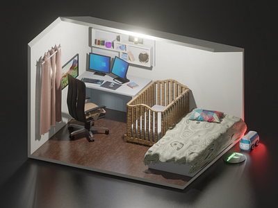 Minimalist room for a woman and baby 3d abstract competitive cyber display enjoyment first person fun game internet live streaming minimalist monitor neon online pc play portrait technology video game
