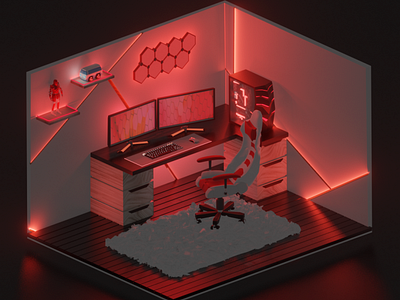 3d room design for red gaming setups 3d competitive cyber display enjoyment fun game gaming internet live streaming monitor neon online pc play portrait red setups technology video game