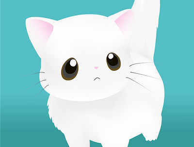 white cat animal illustration