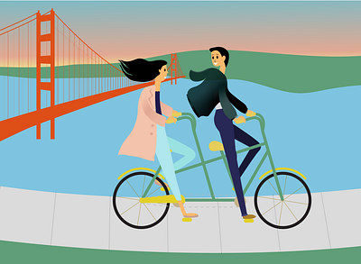 San Francisco summer bike illustration san francisco