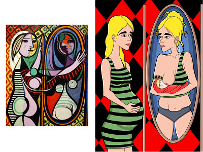 Draw in your style (Girl in the mirror by Pablo Picasso) comic comic book art digital art digital illustration digital painting girl girl illustration girl in the mirror illustraion pablo picasso picasso