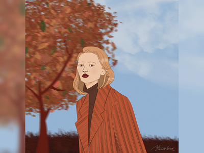 Autumn photoshoot autumn beauty clouds coat fashion graphic design illustration procreate sky woman in coat women