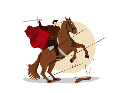 The prince and his war horse animation art design flat illustration illustrator logo minimal simple design vector