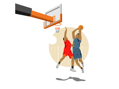 Playing basketball in the afternoon animation art character design flat icon illustration simple design vector web