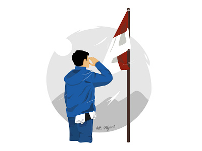 Mountain tops and flags animation art flag flat illustration indonesia designer logo mountain simple design vector website