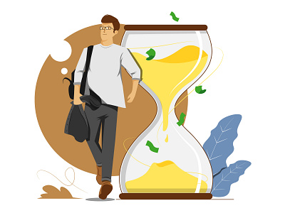 Time is money ilustration art artwork character daily design flat illustration simple design time vector website work