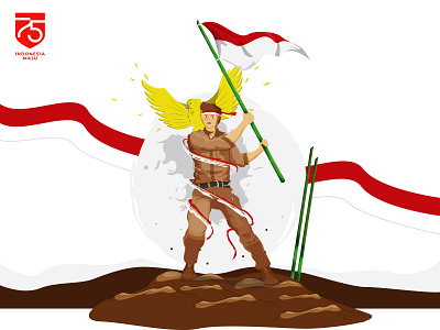 Indonesia Independence Day 75th animation art artwork character flag flat illustration ilustration independence day indonesia red and white vector