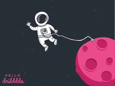 Out of this world! 3d astronaut debut dribbble hello illustration illustrator photoshop pink planet space