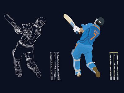 Mahendra Singh Dhoni ball bat blue cricket design dhoni india mahi msd sports wicket world cup