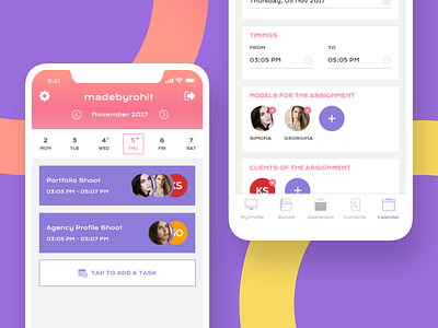 Agency Calendar & Event Screen - Mobile App for Fashion