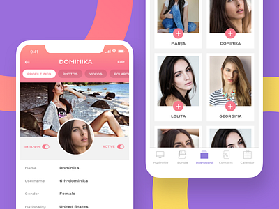 List of Models and Model Info - Mobile App for Fashion android bundle cards fashion ios mobile mobile screen models profile ui ui ux ux