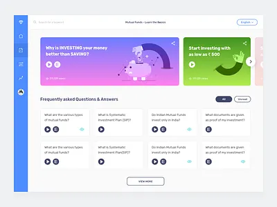 💎 Investor Education Dashboard - Learning clean dashboard finance investment landing page material money mutual fund neat website