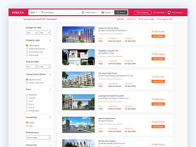 Real Estate Listing - Search Results Page activity business filter landing page listing products property real estate search ui ux website