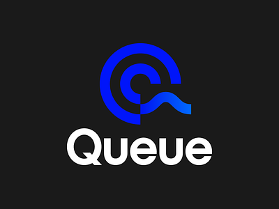 Queue Logo app circular design icon logo music app player q q logo queue record sound sound wave wordmark