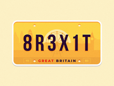 GB license plate big ben blue brexit challenge city ferris wheel flat gb great britain illustration license plate london red weekly warmup yellow