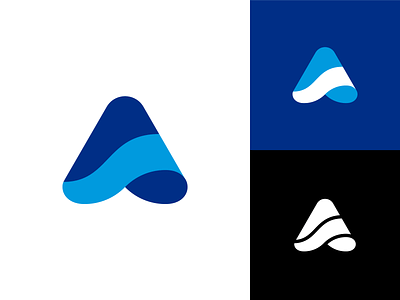 Admers logo mark a analytics blue branding curvy data design flat flow letter a logo mark minimalist simple statistics vector water wave