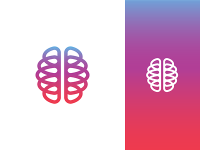 Cerebration logo mark brain branding design flat gradient icon lines logo mark minimalist simple vector