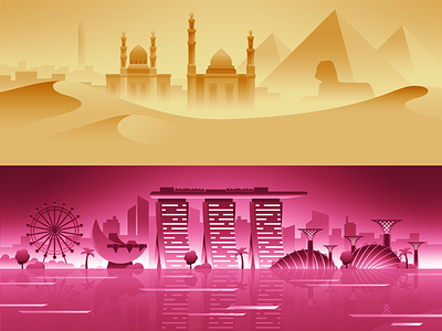 Cairo & Singapore buildings city color desert gradients illustration minimalist night city sand simple vector