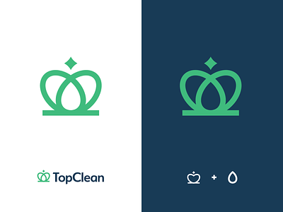 TopClean logo proposal blue and gold branding colors crown design flat gold icon logo logotype minimalist outline royal simple vector water drop