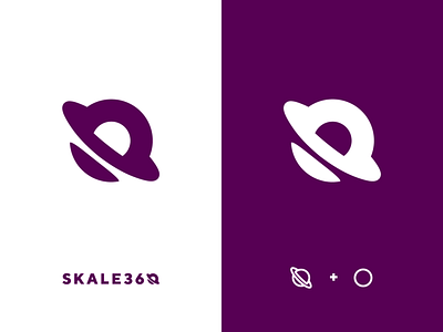 Skale360 logo 360 blue branding cosmos design flat icon logo logotype minimalist pink planet purple rings saturn simple space vector