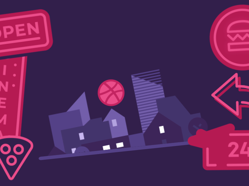 Hello, dribbble! animation blue debut dribbble gif hello illustration motion pink red