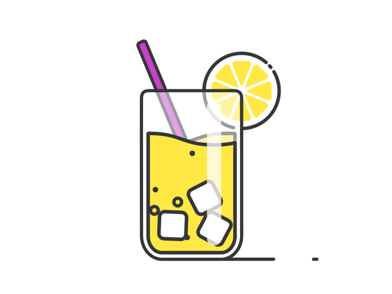 Lemonade animation cocktail colorful drink flat ice cubes illustration juice lemon lemonade motion graphics yellow