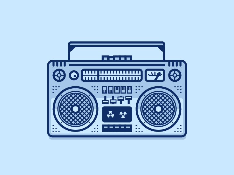 Boombox animation blue boombox cyan flat gif illustration minimalist motion graphics music outline